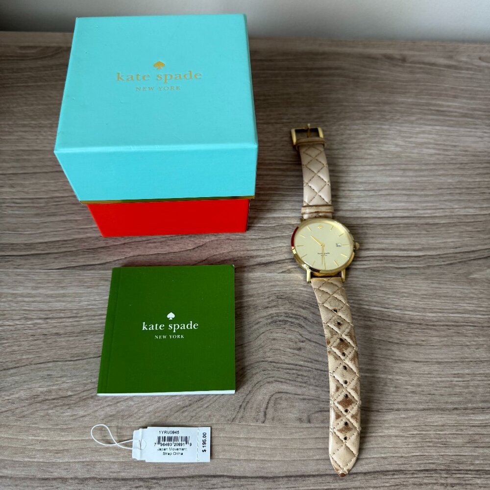 [USED] Kate Spade Metro Grand Gold Dial Quilted Leather Watch